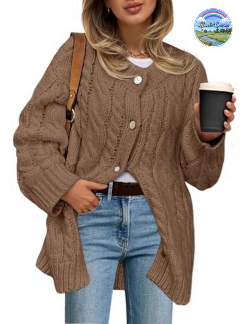 Chunky Cable Knit Cardigan Sweater Dress Button Up Long Sleeve Womens